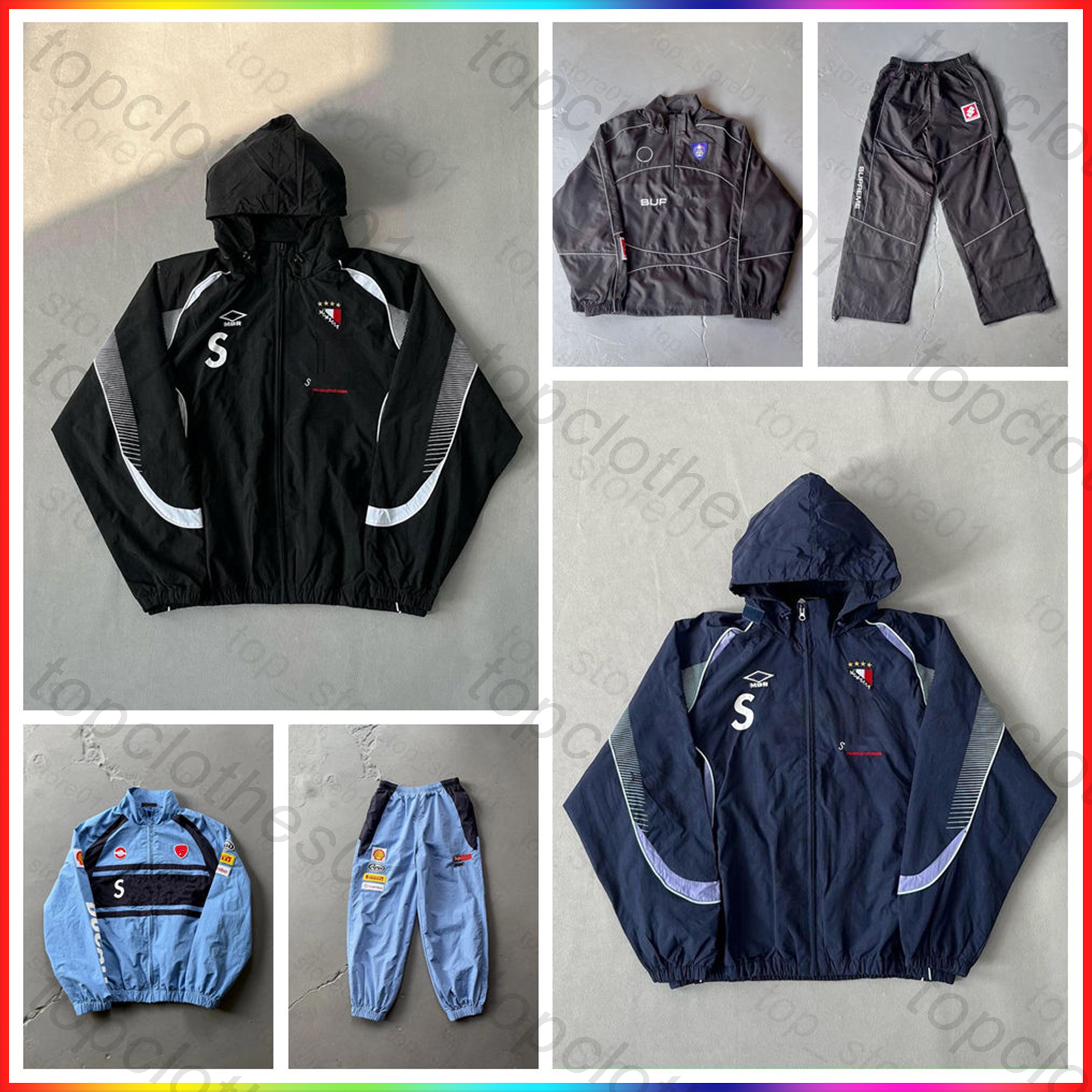 New Fashion mens designer hoodie Sportswear supremely jacket Embroidered Patterns Retro Racing Jacket essential hoodie Drawstring Pants Woven Running Pants Set