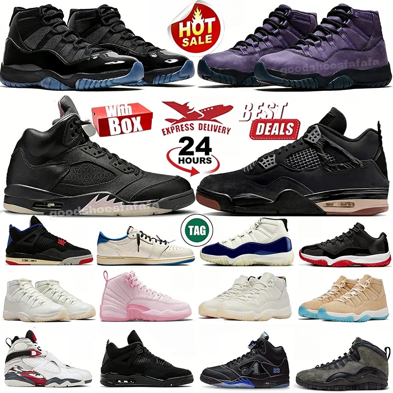 With Box 4s 5s 11s basketball shoes 4 Black Cat 11 Gamma Pearl H-Town Taxi Varsity Red Pearl Pink Canyon Purple Orchid Thunder men women sneakers trainers sports shoe