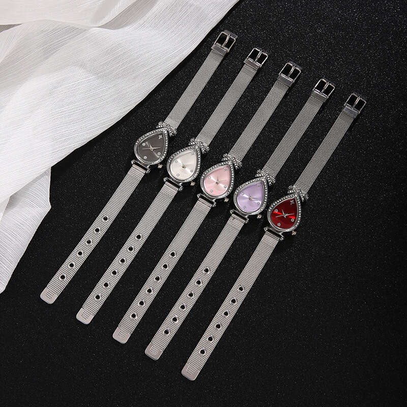designer New Manufacturer In Stock Water Drop Shape Women's Wristwatch Wholesale Quartz Cross-Border Mesh Strap Student Ladies Watch