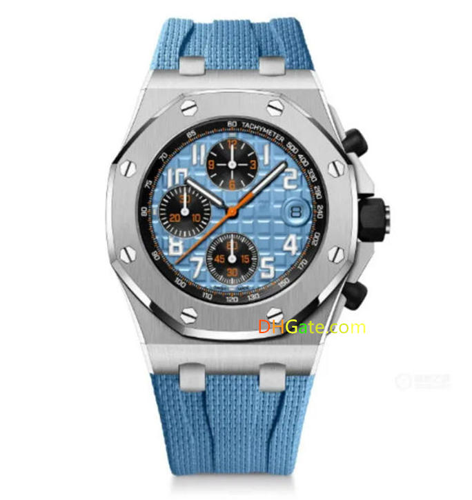 Man Watch audemares Watch pidgetly Offshore Swiss Movement 43mm Luxury Chronograph Watches Man Rubber Band Luminous Water Resistant Designer Wristwatch