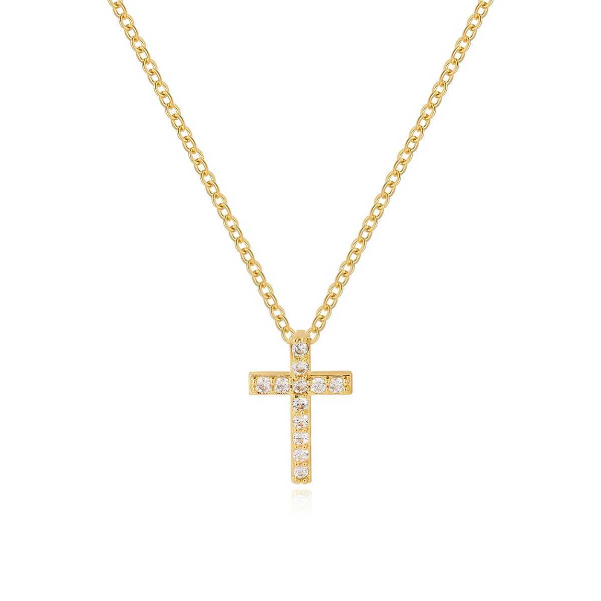 Cross Necklace for Women 18K Gold Plated Cross Choker Pendant Non Tarnish Waterproof Trendy Cute Simple Small Necklace G251217