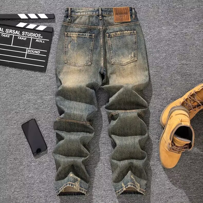 WOZK New style jeans men's pants slim fit high stretch denim leggings men's clothing versatile spring big pocket fashion designer jeans retr