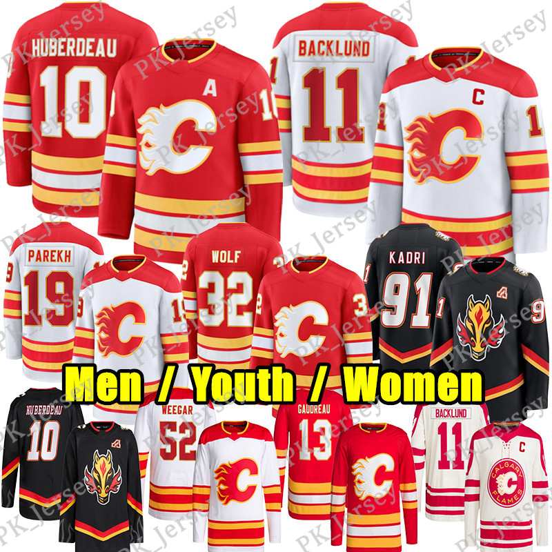 #10 Jonathan Huberdeau calgary hockey jersey flamess jersey #91 Nazem Kadri Dustin Wolf Mikael Backlund MacKenzie Weegar Cooley Jarome Iginla Johnny Gaudreau jersey