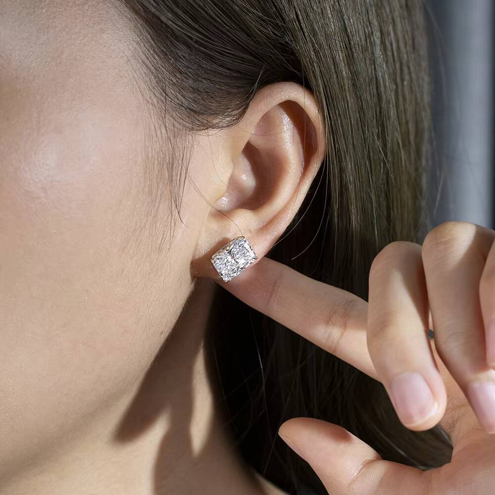 Messi Jewelry 10K 14k 18k With 18ct Radiant Cut Lab Grown Diamond Earring Stud 14K Gold Diamond Earrings IGI