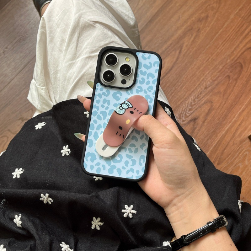 Back Sticker Push-Pull KT Band-Aid Bracket Suitable for iPhone 17 Pro Max Apple 16 Leopard Print Phone Case 15 Skin Feel