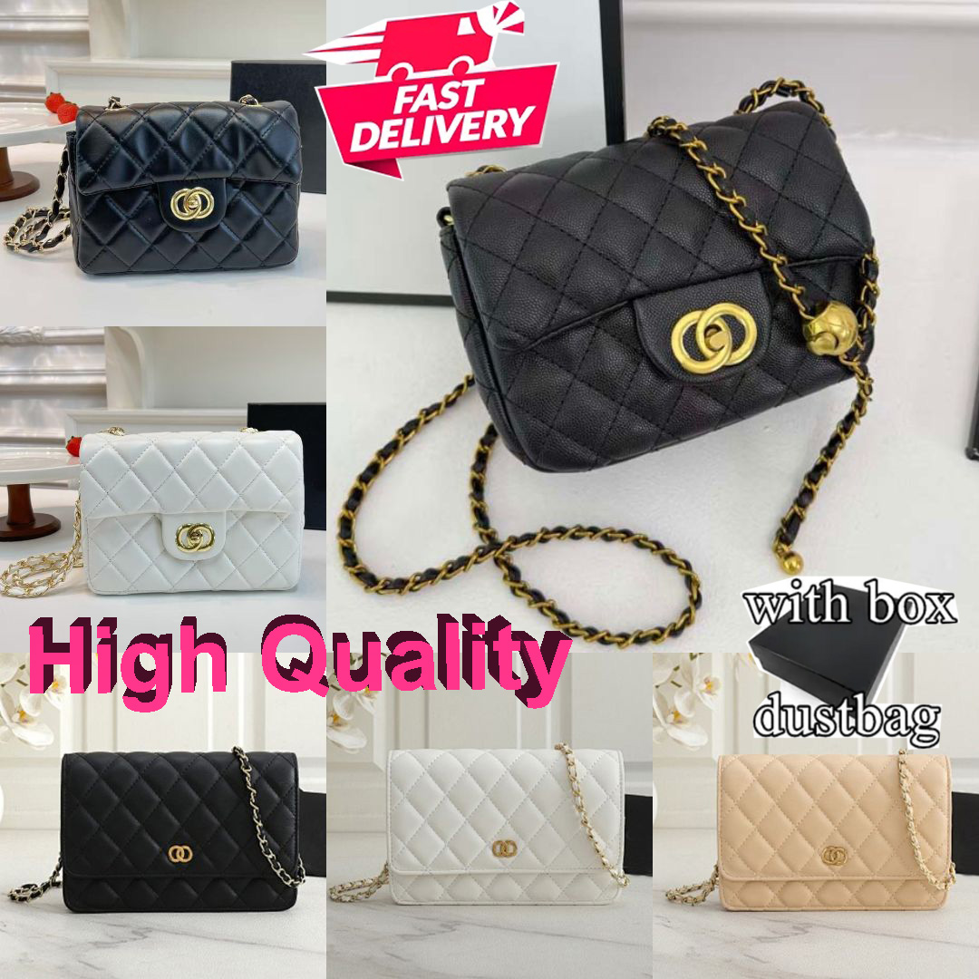 Fashion Designer Bag Shoulder Bag Mini Bag Petite Fragrance Compact Caviar and lychee pattern sheepskin grain Leather Shopping Travel Bag Letter Wallet Flap