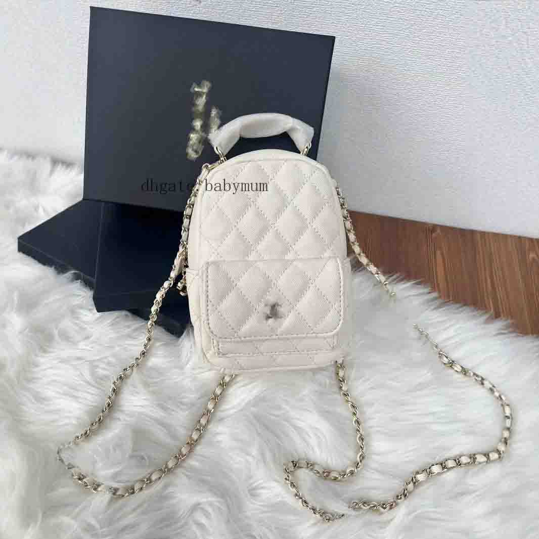 girls classic cc backpacks luxury grid handbag chain leather shoulders bag fashion vintage mini Points-based backpack for kids traveling commuting bag