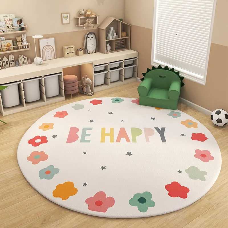 Cheerf Colorf Alphabet Flower Round Rug Soft Plush Non-slip Educational Kids Ro Play Area Nursery He Decor Mat Bedro Y251216