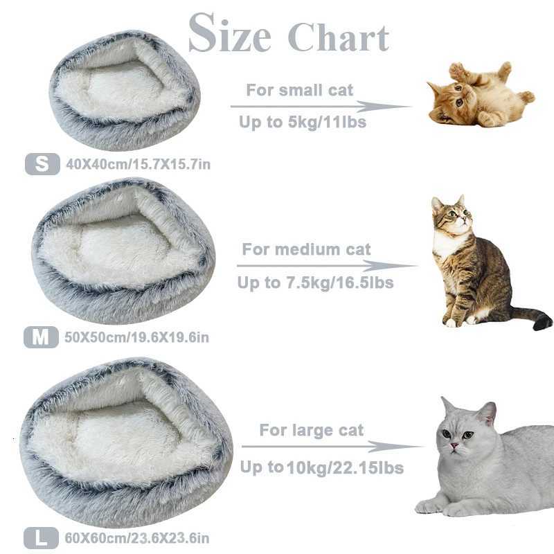 Winter Long Plush Cat Bed Round Pet House Cushion Cat House Warm Kitty Basket Dog Bed Sleep Bag Nest for Small Cat Products M251217