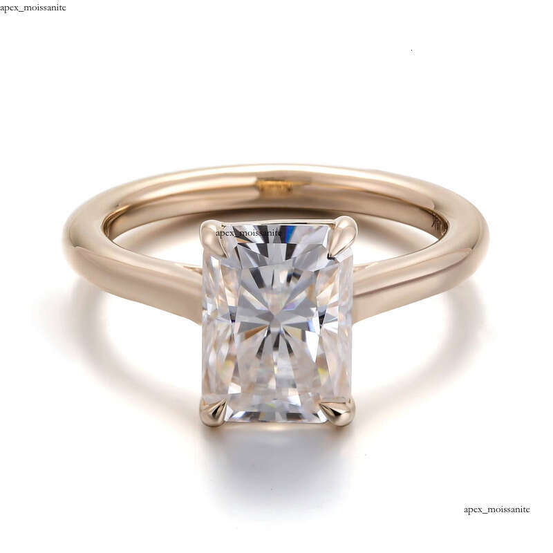 10k Gold 3 CT Radiant Cut Solitaire Ring 7x9mm DEF Color VVS1 Clarity Transparent VVS Moissanite for Wedding and Anniversary - view 3