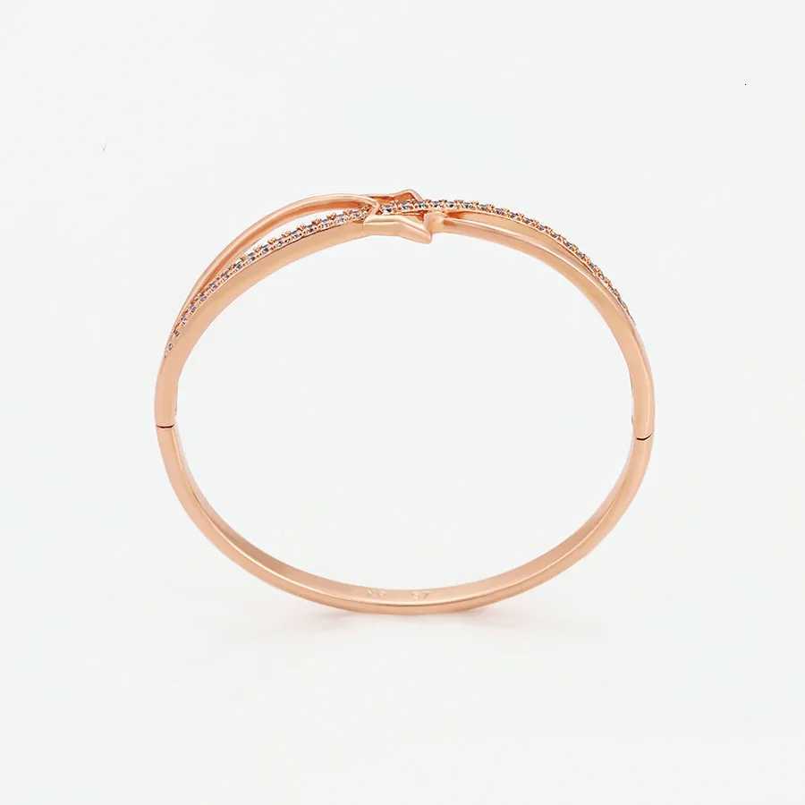 MxGxFam Rose 585 Gold Plated AAA Zircon Bangles and s for Women 57 mm Fashion Jewelry M251217