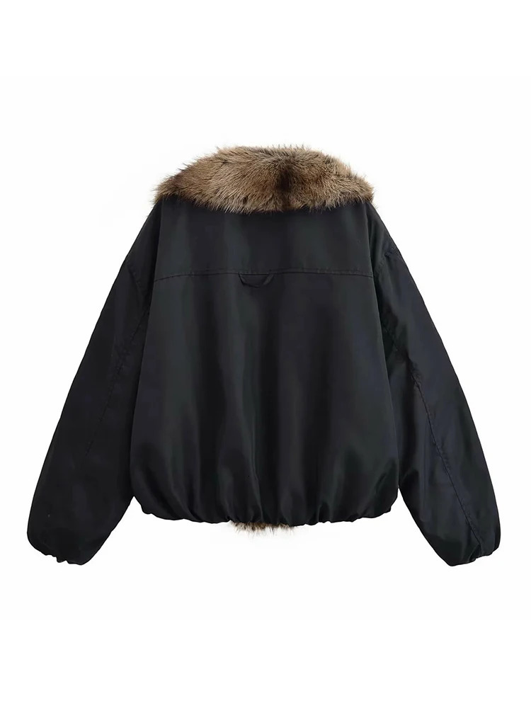 Womens Casual Jacket Women Lapel Fur Collar Warm y Cardigan Long Sleeved Coat 251217