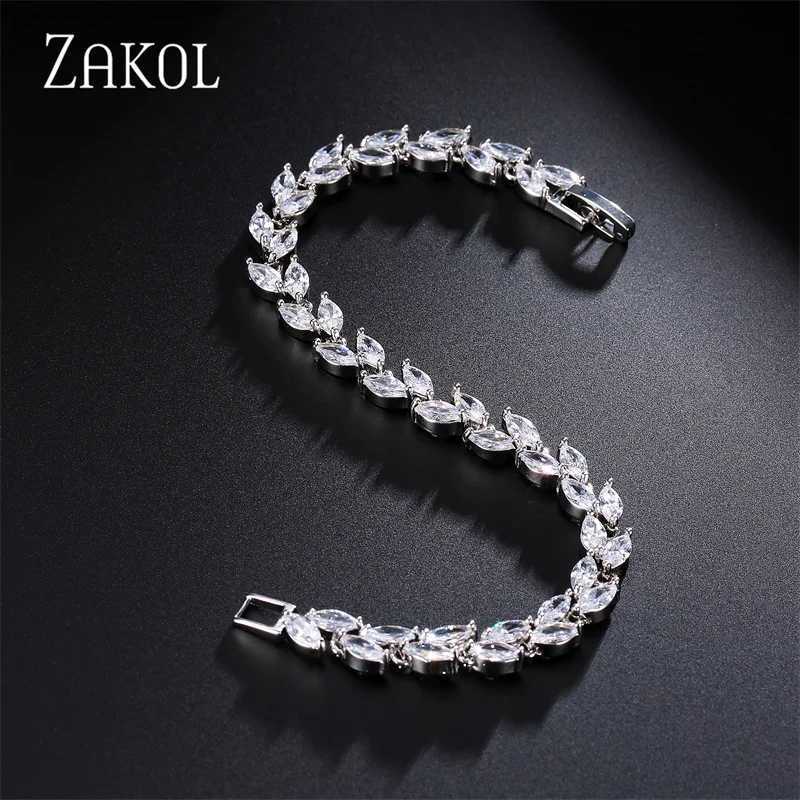 ZAKOL Fashion White s Bangles for Women Men Shinny Marquise Cut Cubic Zirconia Bridal Wedding Party Jewelry M251217