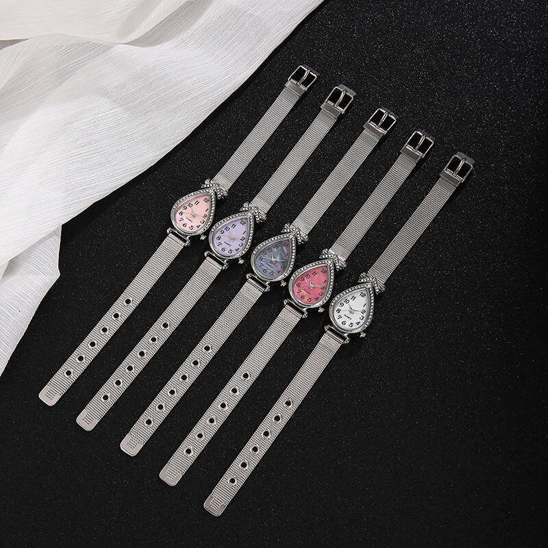 designer New Manufacturer In Stock Water Drop Shape Women's Wristwatch Wholesale Quartz Cross-Border Mesh Strap Student Ladies Watch