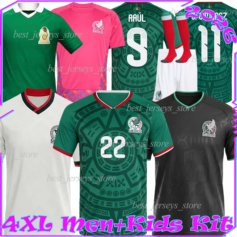 4XL Mexico 2026 World Cup soccer jerseys 26/27 RAUL S.GIMENEZ E.ALVAREZ C.MONTES O.PINEDA G.ARTEAGA C.RODRIGUEZ R.ALVARADO SANCHEZ men kids kits socks sets football shirts
