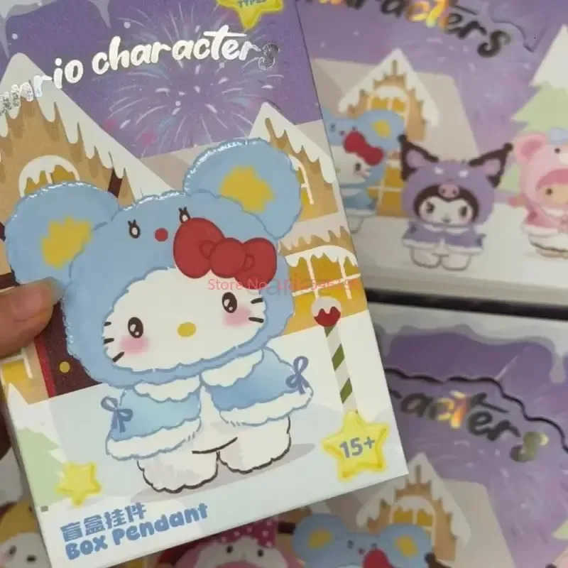 Sanrio Genuine Hello Kitty And Friend Small Cloak Series Blind Box Vinyl Face Keychain Kuromi Melody Mystery Box Figure Gift Toy H251217