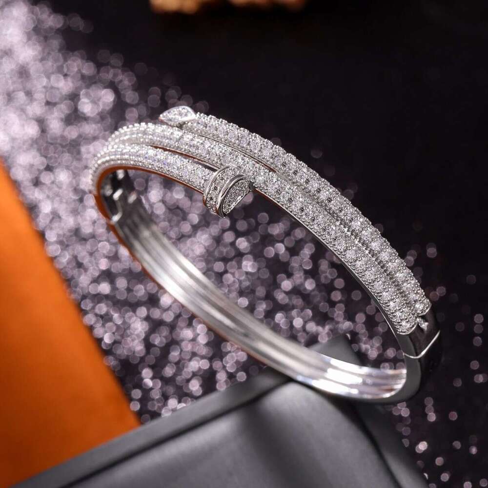 Bracelet designer bangle Jewelry Full Double Circle Stud Bracelet Copper Inlaid Zircon High-End Personality Creative Factory In-Stock Wholesale