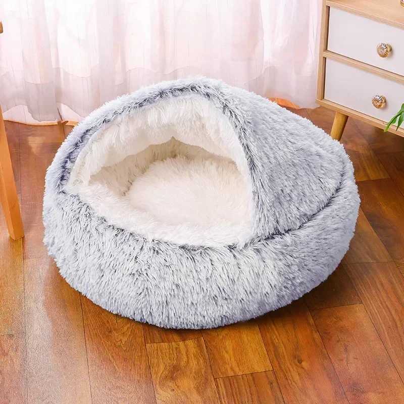 winter dog Plush Round Bed Pet Mattress Warm Soft Comfortable Basket Cat Dog Sleeping Bag Nest for Small Dogs Medium dogs cat M251217