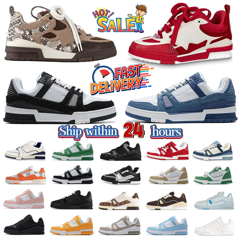 Skate Shoes Designer shoes Skate Sneaker Men Women High Quality Beige White Brown Snakeskin Blue Grey Marine mens Lace Up Platform Runner Shoe trainers Sneakers