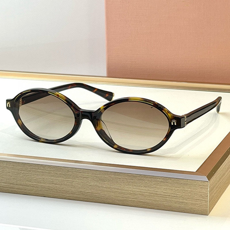 Designer Womens Narrow Frame Oval Sunglasses SMU71KS Retro Brown Gradient Lens Summer Vacation Beach UV Protection