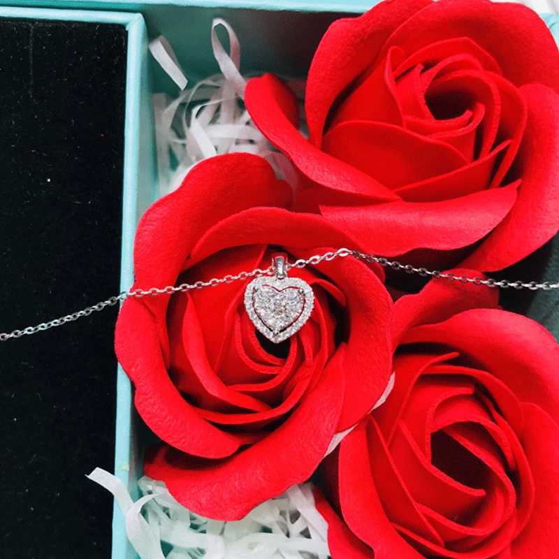 Shine Zircon Heart Shaped Pendant Necklace for Women Silver Color Jewelry Wedding Anniversary Party Bridal Chain Girls Choker G251217