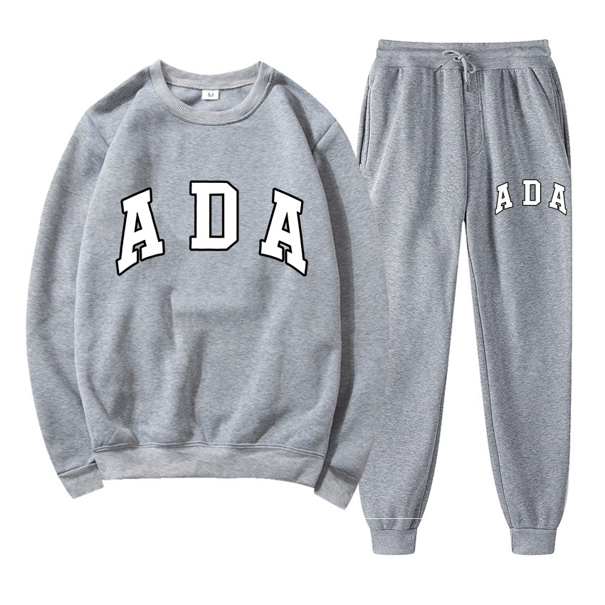 womens clothing designer sets ADA Letter Print Hoodie & Pants Set 2025, Fleece Lined Casual Sweatshirt 2 Piece Outfit Loose Fit Free Shipping