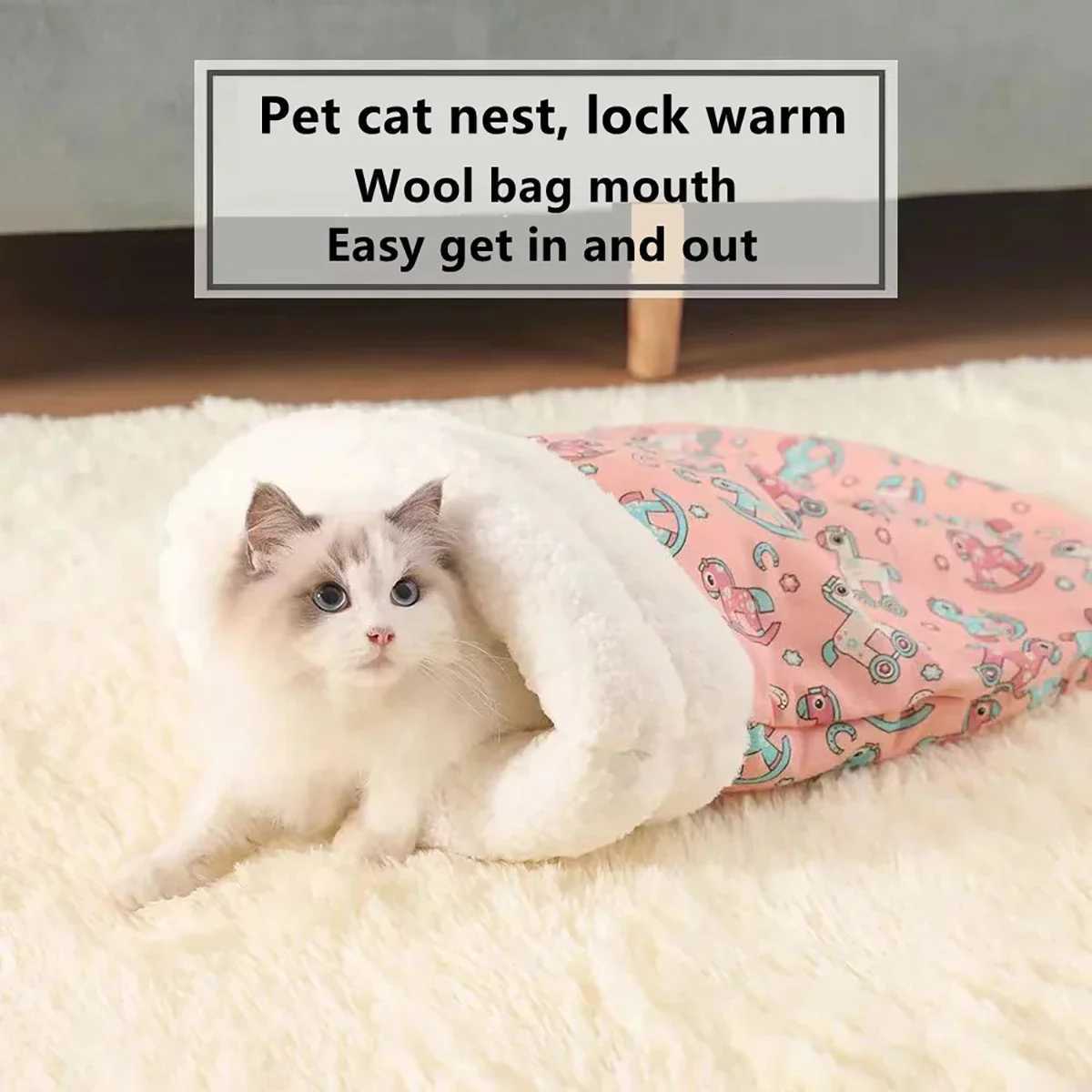 Autumn and winter warm cat kennel closed cat bed cute cat sleeping bag Christmas essential pet supplies M251217