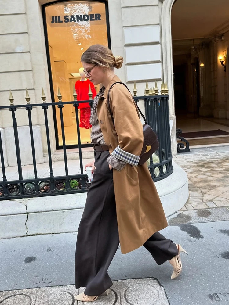 UK Fashion Shop Plaid Lining DoubleSided Trench Coats Woman Clearance Womens Autumn Coat Jacket Korean Outerwear 251217