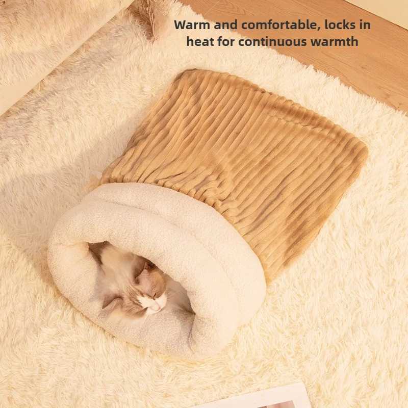 Winter Pet Pocket Semi-Enclosed Cats Dogs Thickened Cat Sleeping Bag Fluffy Feel Warming Pad Kitten Warm Soft Nest Pet Supplies M251217
