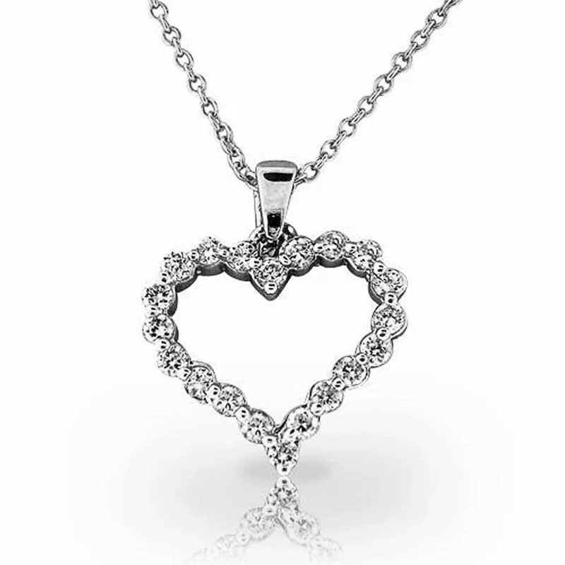 Huitan Bling Princess Heart Pendant Necklace Silver Color Romantic Wedding Engagement Necklaces Trendy Jewelry for Women G251217