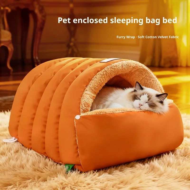 Closed sleeping bag cat nest Foldable Pet House Cat Bed Pet Nest Winter Warm Dog Nest Imitation Leather Semi Enclosed Cat Nest M251217