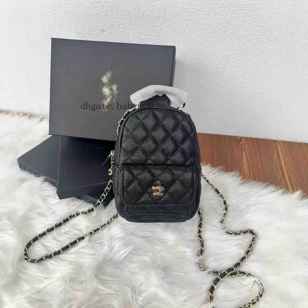 girls classic cc backpacks luxury grid handbag chain leather shoulders fashion vintage mini Points based backpack for kids traveling commuting bag