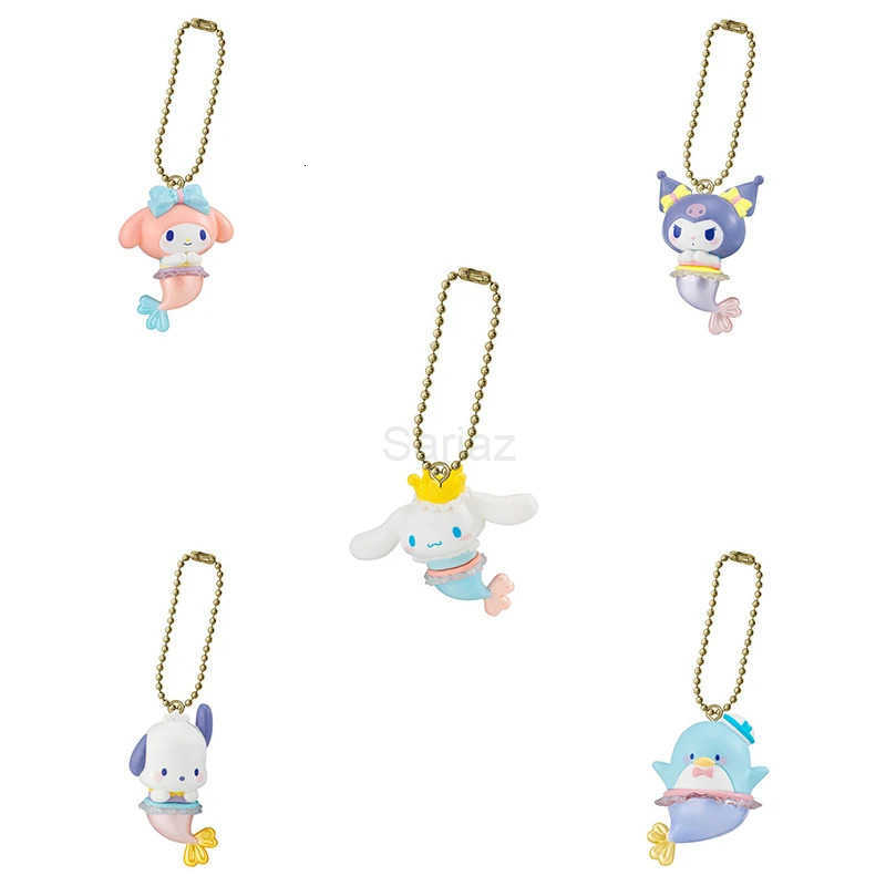 Sanrio Bandai Action Figures Model Kuromi Melody Pochacco Cinnamoroll Mermaid Shaped Pendant Gashapon Ball Official Genuine H251217