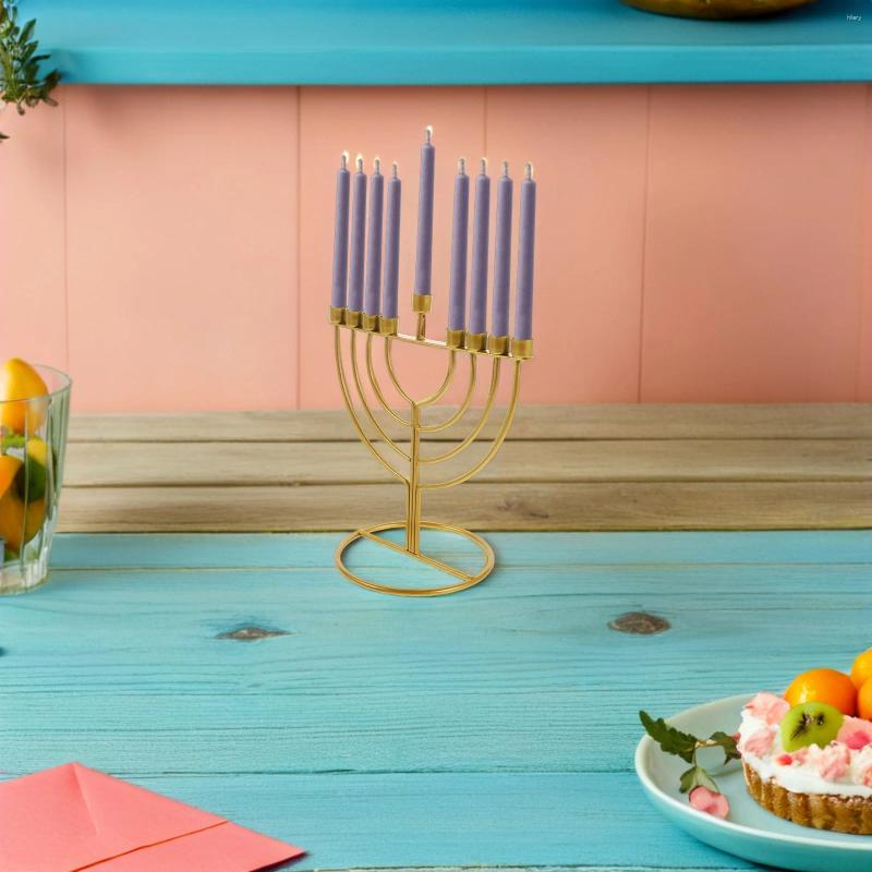Candle Holders Hanukkah Holder 9-Branched Menorah Vintage Metal Candelabrum For Pillar Candles Tabletop Decor Religious Jewish H260310