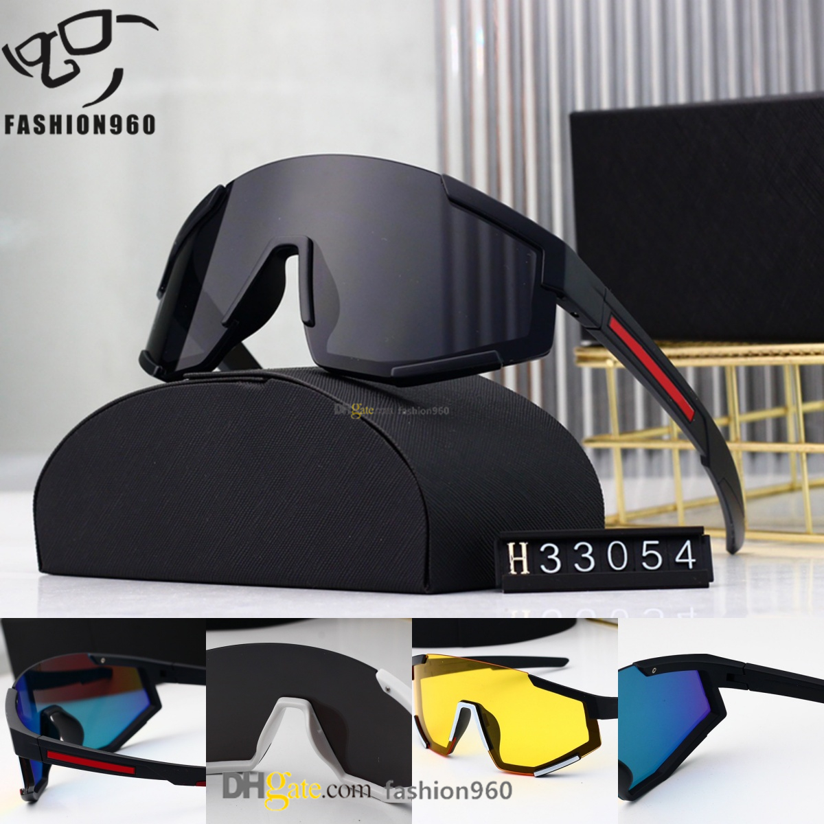 Men Women Cycling sunglasses Matte Black Dark Grey Mens Sunglasses Outdoor Sport Running Glasses Outdoor windproof eyewear 100% UV400 Mirrored lens 33054