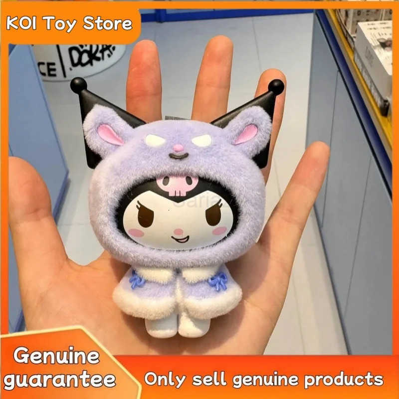 Sanrio NEW Original Little Cape Series Blind Box Kuromi Kt Flocked Keychain Face Changing Trendy Toy Bag Charm Cute Birthday Xmas Gifts H251217