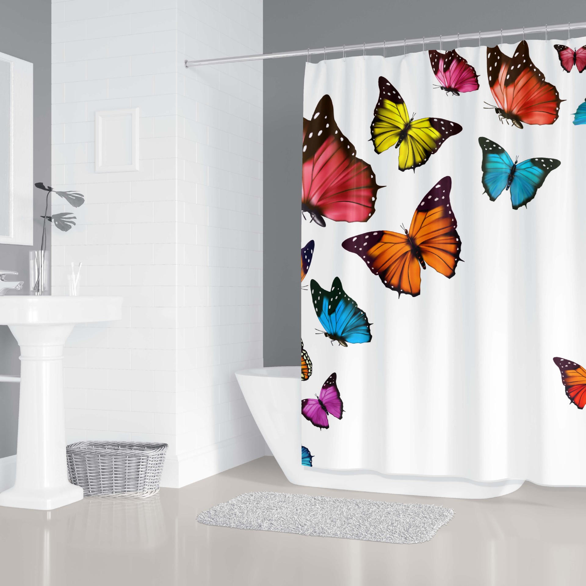 YL-37980 Bathroom Curtain/Curtain Decoration Polyester Waterproof Cat and Dog 3D Digital Print Bathroom Curtain