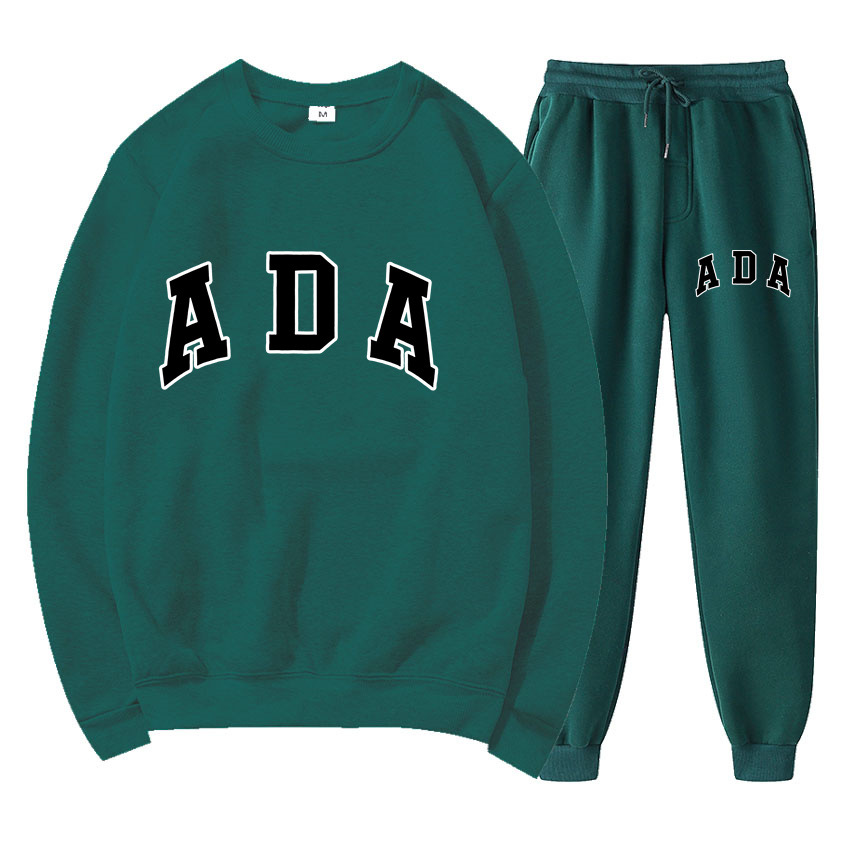 Free Shipping Designer womens clothes two piece ADA Letter Print 2-Piece Tracksuit Sweatshirt & Jogger Pants Soft Fabric Casual Daily Lounge Wear Outf
