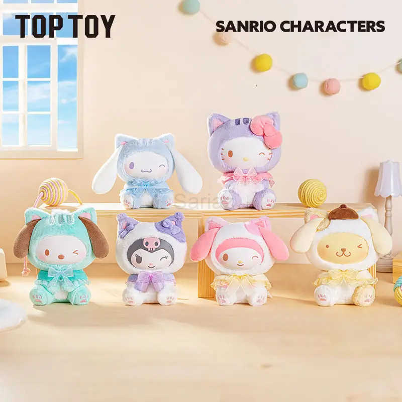 Sanrio Original Toptoy Characters Play With Kittens Series Plush Pendant Blind Box Plush Doll Trendy Toys Cute Birthday Gift H251217