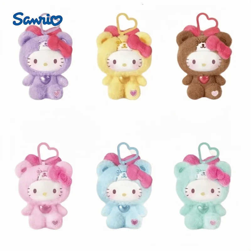Sanrio Original HelloKitty Teddy Sleepwear Vinyl Plush Pendant Trend Blind Box Doll Anime Figure Ornament Toy Birthday Gift H251217