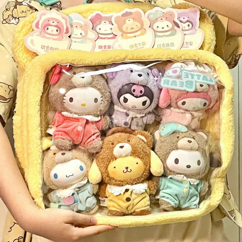 Sanrio Original Toptoy Velvet Plush Latte Baby Series Vinyl Blind Box Cute Fuffy Pendant Mystery Box Anime Figure Keychain Gift H251217