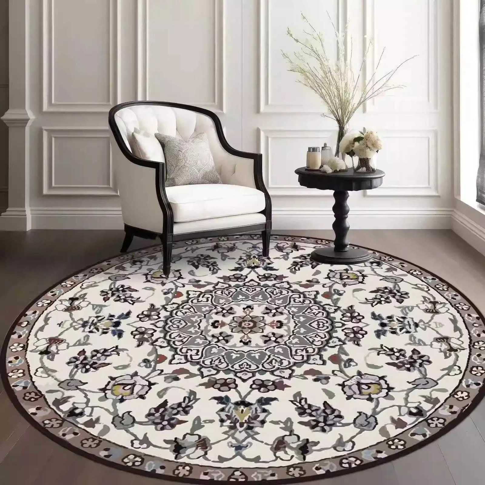Retro Ethnic Moroccan Round Living Ro Carpet Balcony Hanging Basket Bedro Bedside Rug Cputer Swivel Chair Floor Mat Y251216