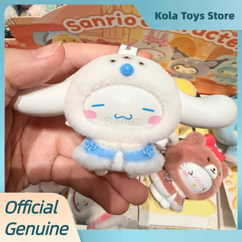 Sanrio Genuine Small Cloak Series Blind Box Cute Face Swap Flocked Figurine Doll Desktop Ornament Model Toys Mystery Box Gift H251217