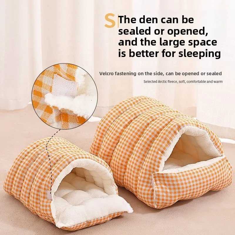 Warm Cat Bed Winter Pet Bed for Cats and Small Dogs Washable Removable Plush Sofa HouseWinter Warm Enclosed Cat Bed Dog Bed M251217