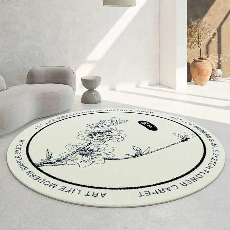 Soft Round Carpet Modern Simple Flower Print Rug For Living Ro Sofa He Bedro Dorm Decor Nonslip Circle Floor Mat Yoga Mats Y251216