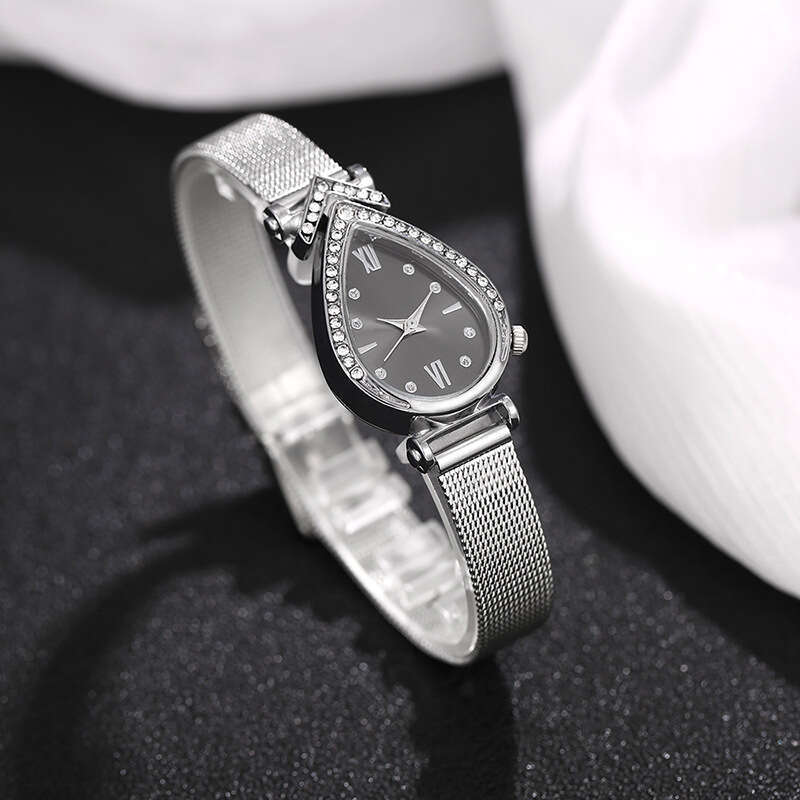 designer New Manufacturer In Stock Water Drop Shape Women's Wristwatch Wholesale Quartz Cross-Border Mesh Strap Student Ladies Watch