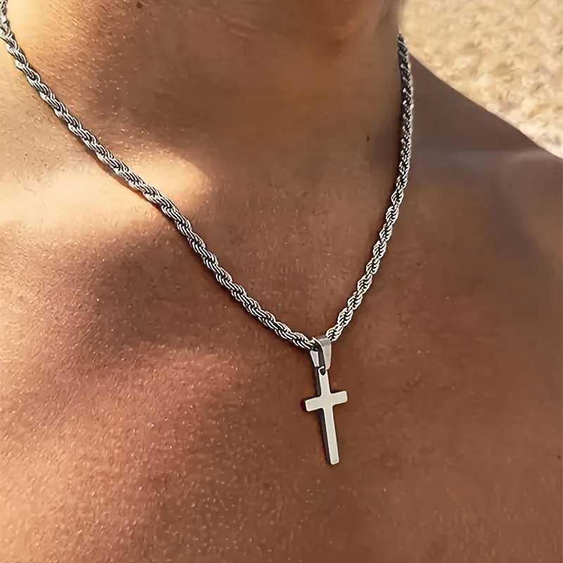 New Stainless Steel Cross Pendant Necklace for Men Women Minimalist Gold Color Jewelry Male Female Necklaces Chokers Gifts 2025 G251217