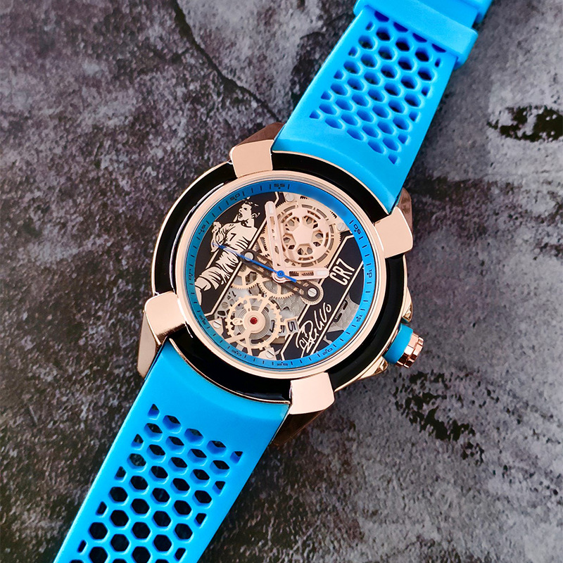 Star style Watch Tourbillon Design Quartz Men's Watches JB CR7 Large Dial Fashion sporty watch men's business wristwatch Rubber Non-mechanical motion Clock