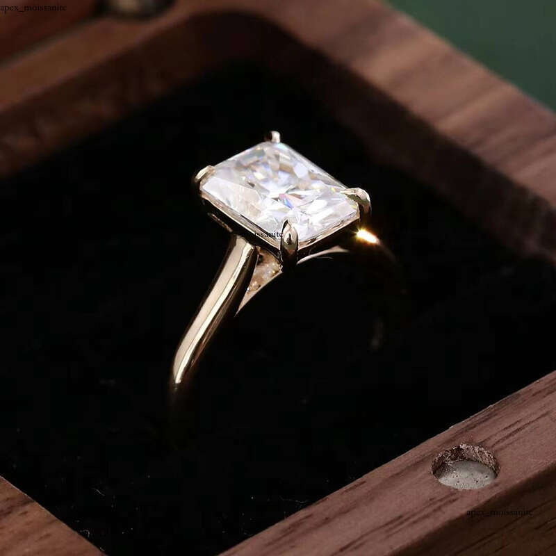 10k Gold 3 CT Radiant Cut Solitaire Ring 7x9mm DEF Color VVS1 Clarity Transparent VVS Moissanite for Wedding and Anniversary - view 6
