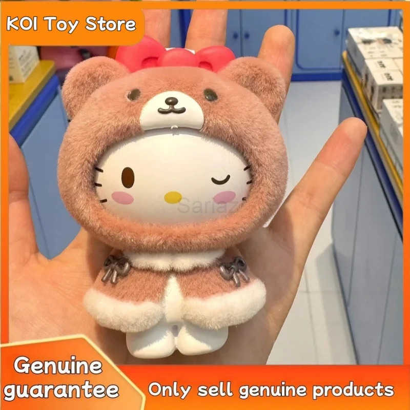 Sanrio NEW Original Little Cape Series Blind Box Kuromi Kt Flocked Keychain Face Changing Trendy Toy Bag Charm Cute Birthday Xmas Gifts H251217